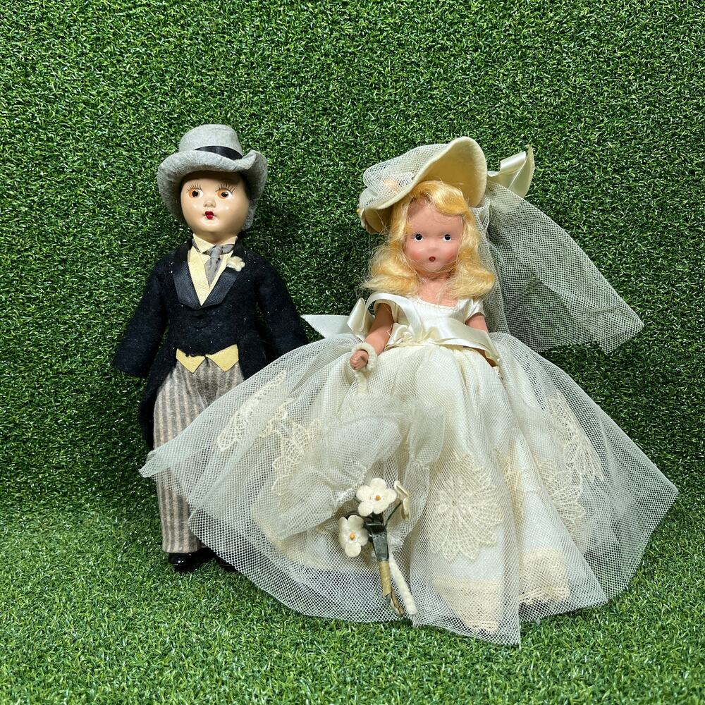 Vintage Nancy Ann Storybook Bride #86 Groom #88 Wedding Doll Set 1950s